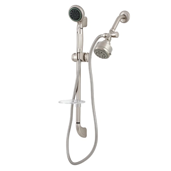 Shower Combo, Brushed Nickel, Wall Mount